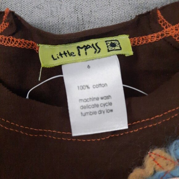 Little Mass Girls Outfit 6 Brown Yarn Top & Blue Flare Jeans Y2K Boho 2000s - Picture 10 of 16